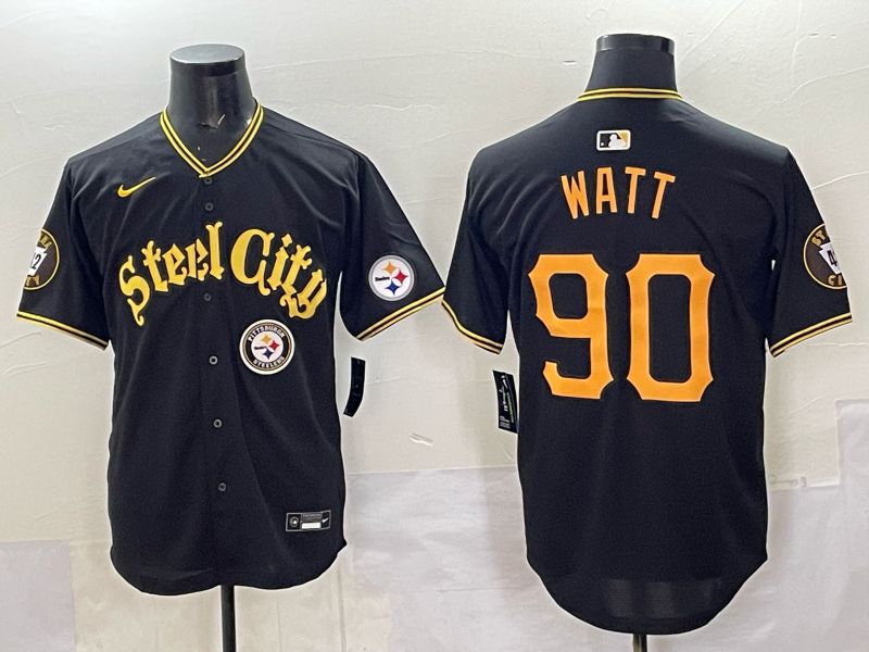 Men 2025 Nike Pittsburgh Steelers #90 Watt Black Limited NFL Jersey style 0070->san francisco 49ers->NFL Jersey